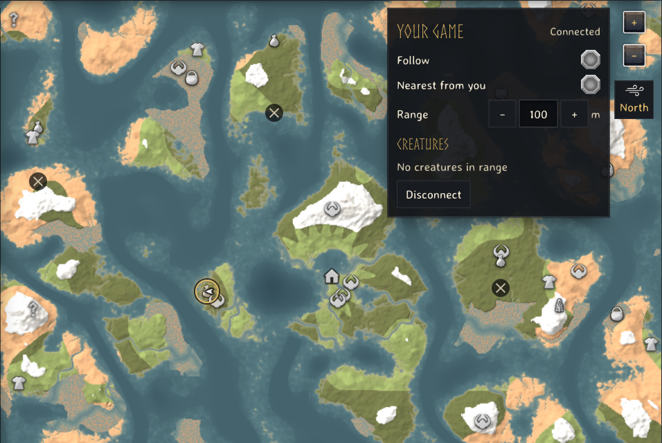 The Haldor camp the world kept, ringed in gold beside the player, and three of the removed candidates struck out
